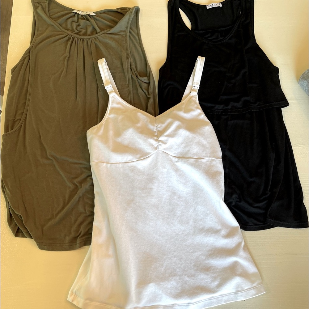 Lot of 3 nursing tanks green black white